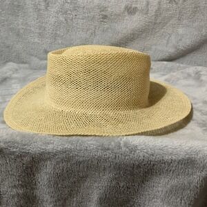 Unihat by Texace Woven Straw Fedora Hat Beige Made in USA Safari Lightweight